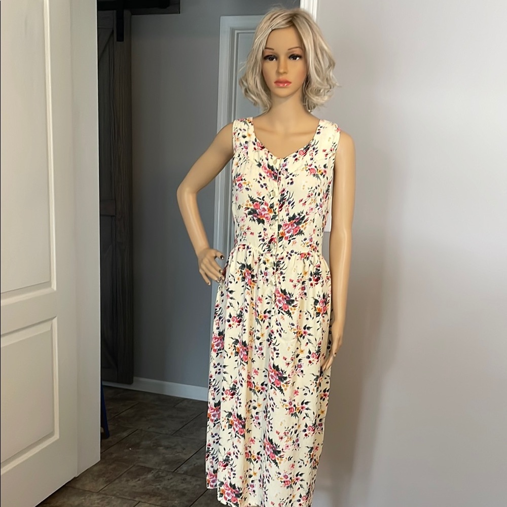 Vintage Lillian Lorow Floral Sleeveless Dress